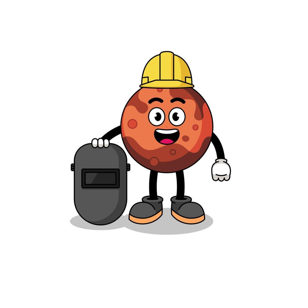 Mascot of mars planet as a welder vector