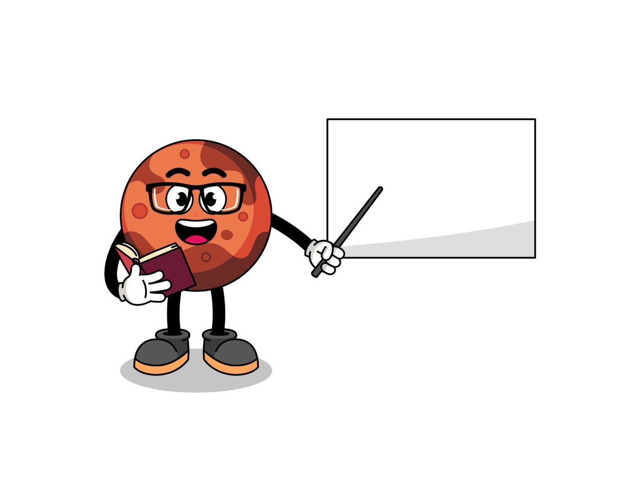 Mascot cartoon of mars planet teacher vector