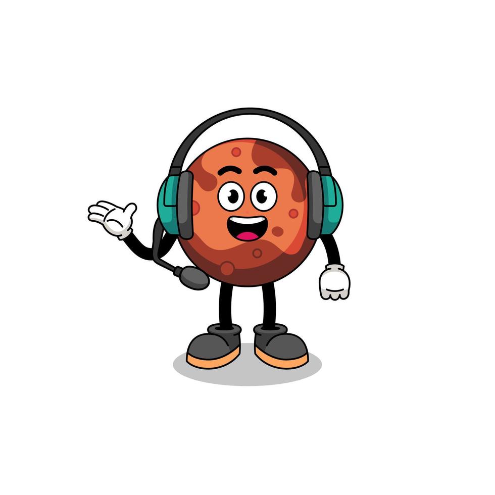 Mascot Illustration of mars planet as a customer services vector