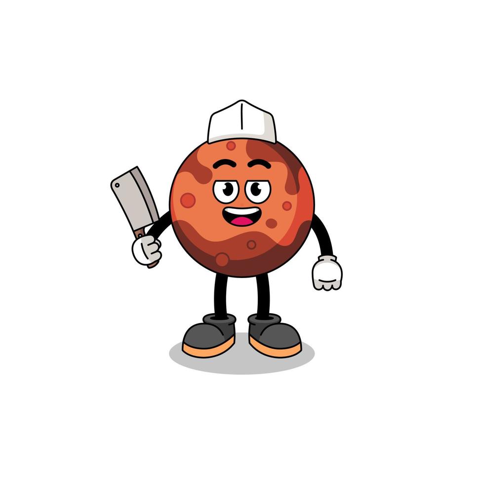 Mascot of mars planet as a butcher vector