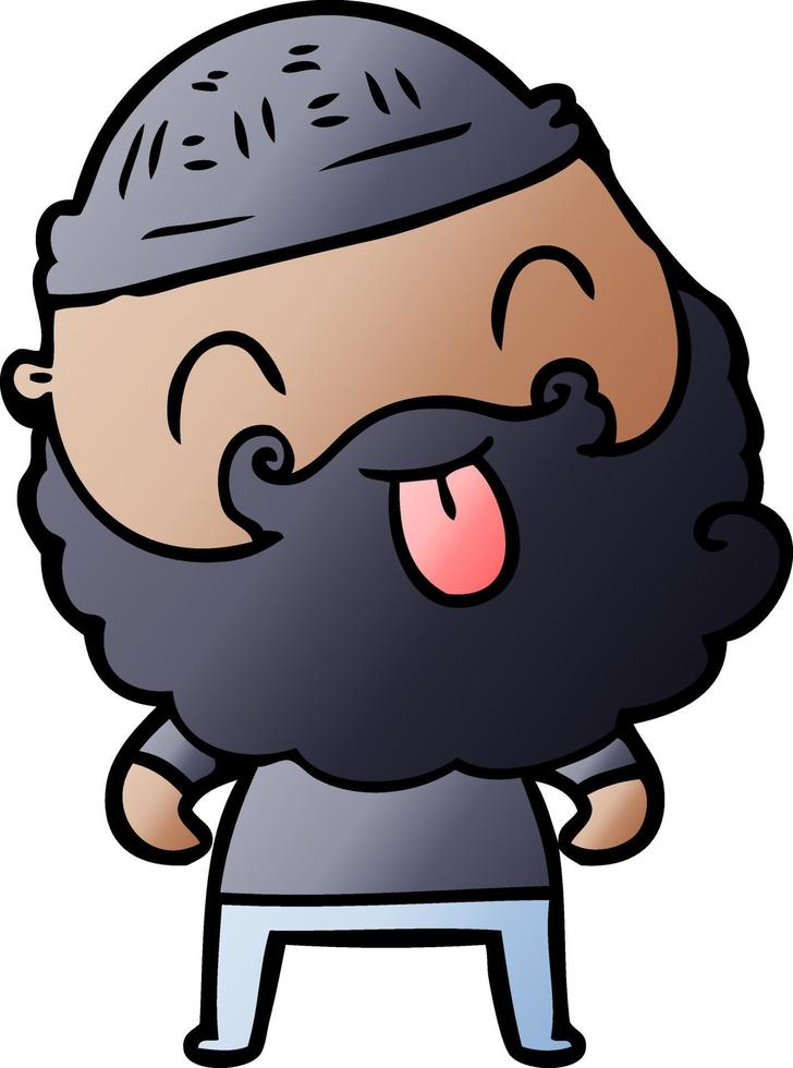 man with beard sticking out tongue vector
