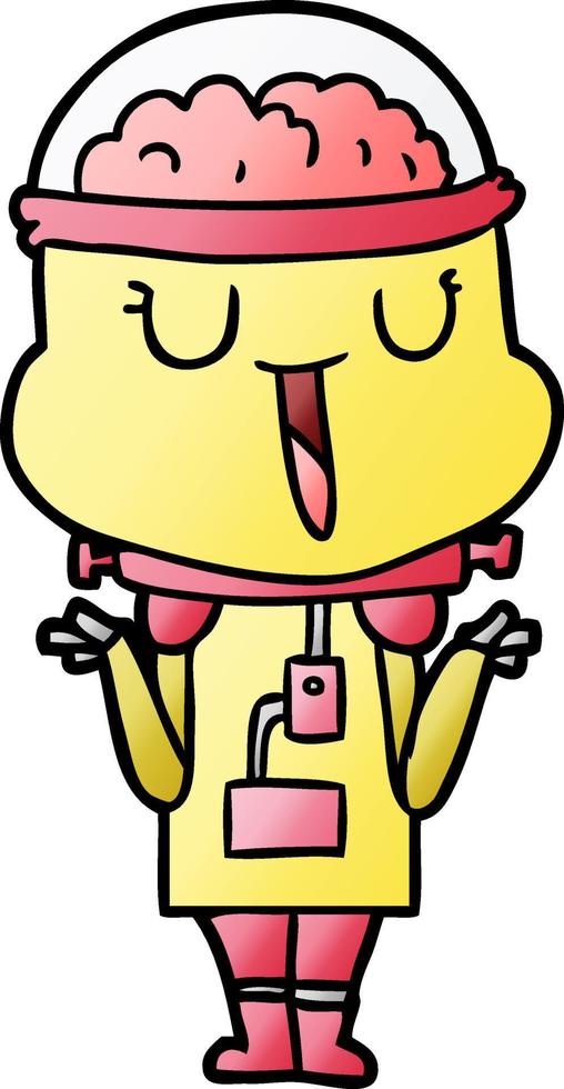 happy cartoon robot shrugging shoulders vector