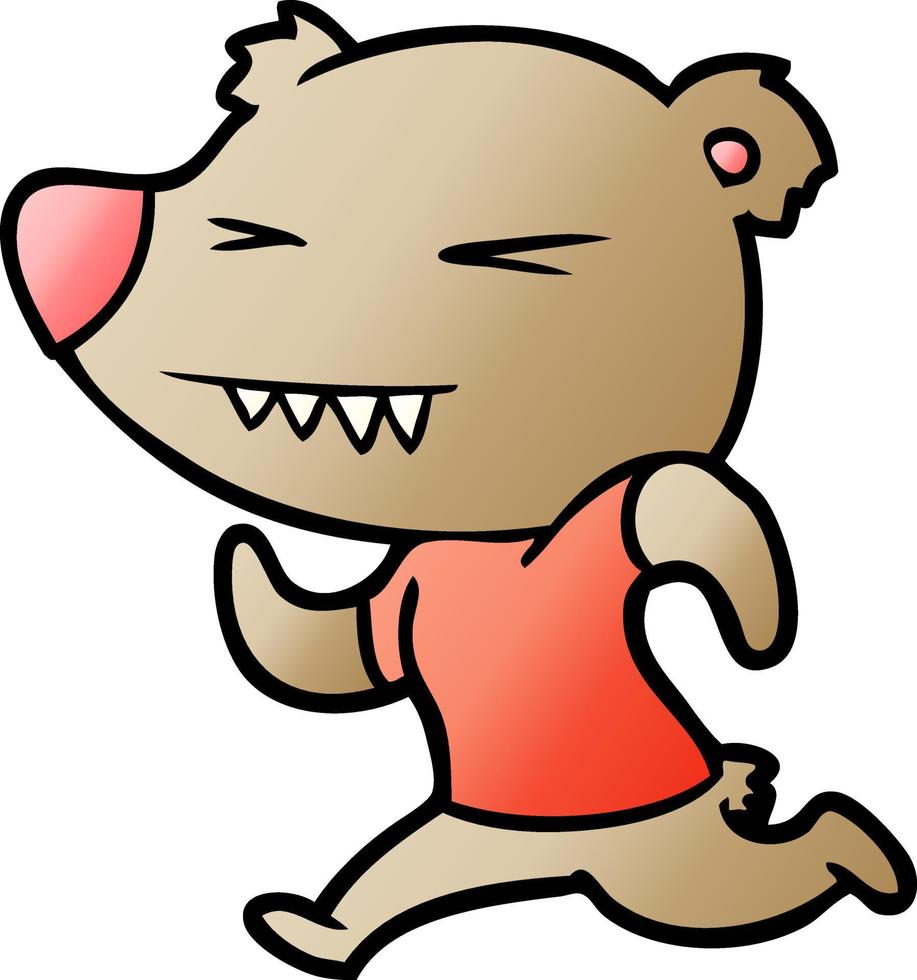 angry bear cartoon running vector