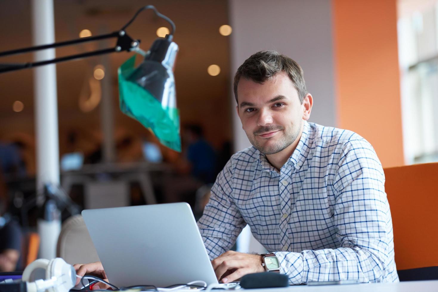 startup business, software developer working on computer photo