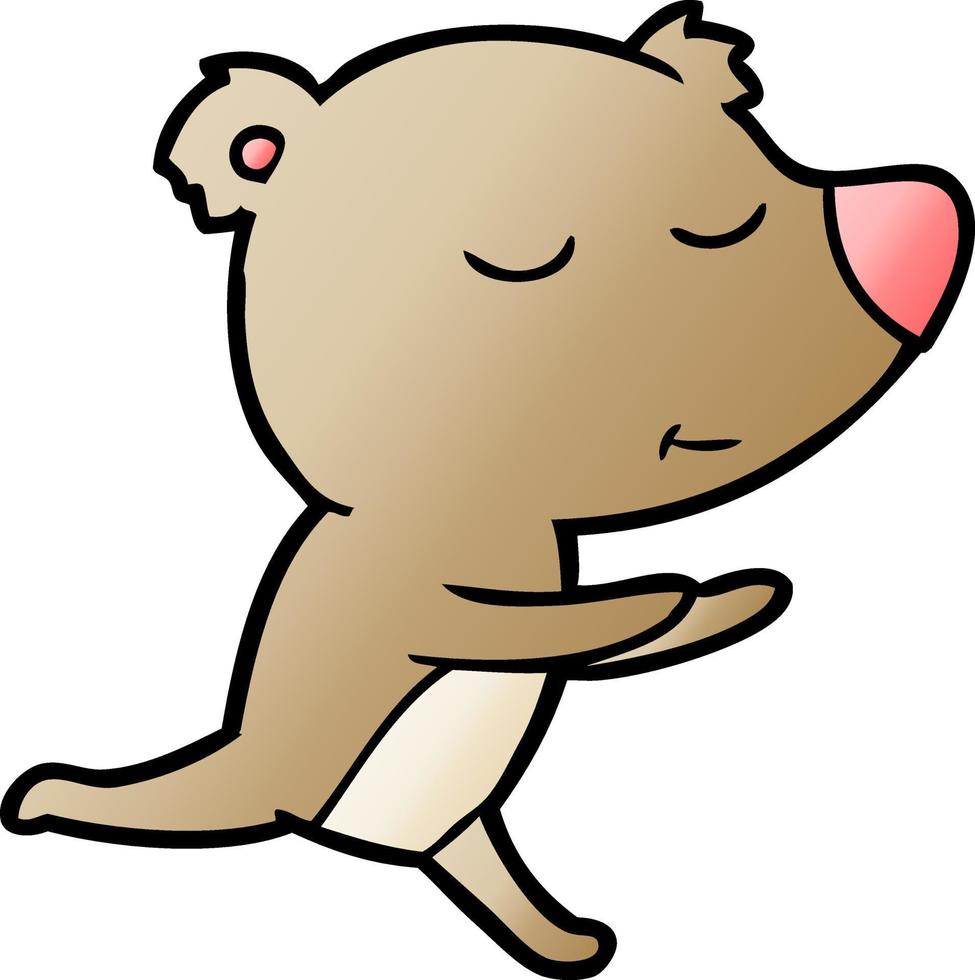 happy cartoon bear running vector