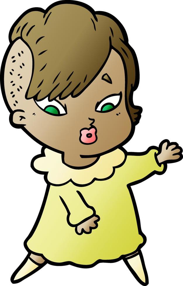 cartoon surprised girl vector