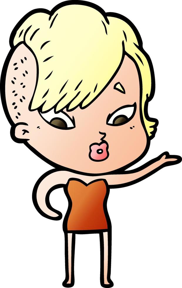 cartoon surprised girl vector