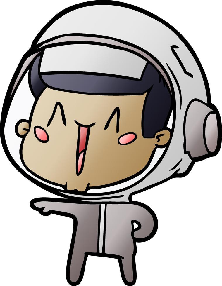 happy cartoon astronaut pointing vector