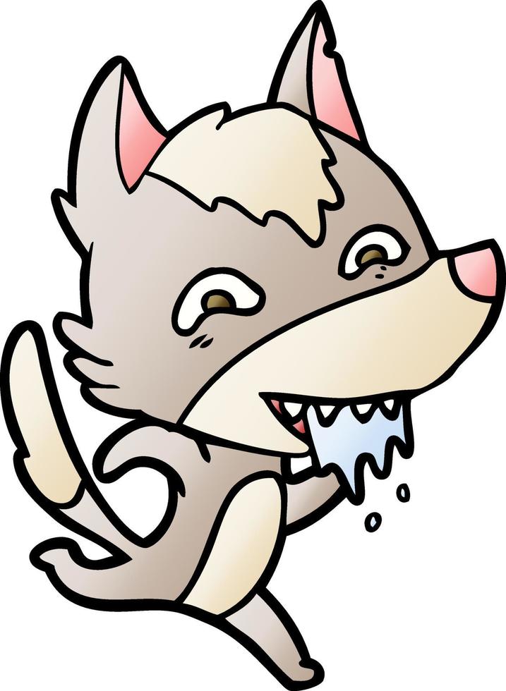 cartoon hungry wolf running vector