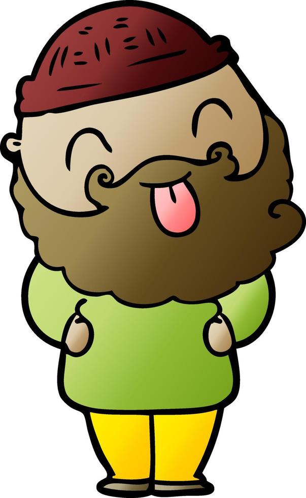 man with beard sticking out tongue vector
