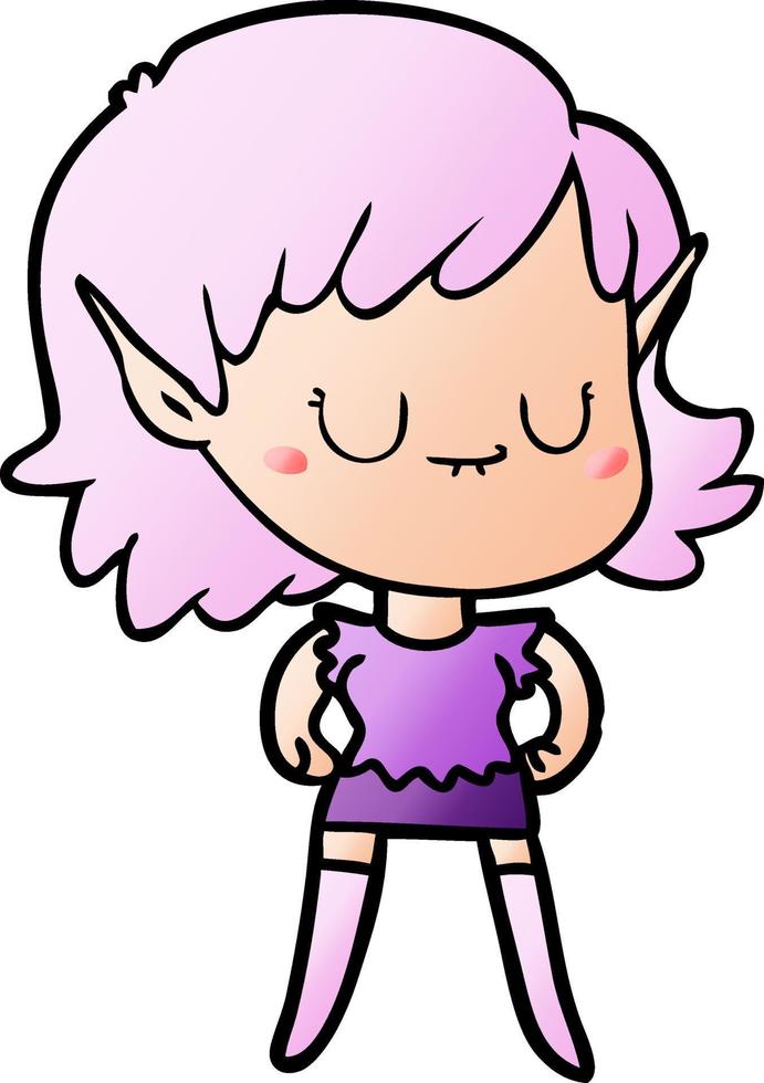 niña elfa feliz de dibujos animados vector