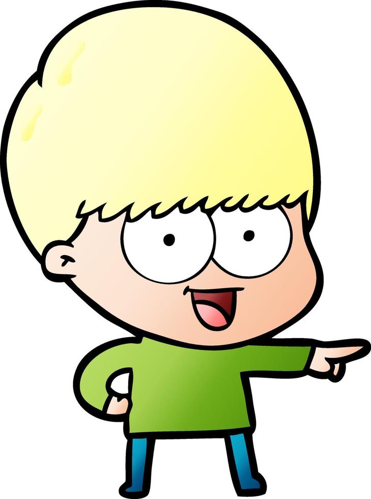 happy cartoon boy pointing vector