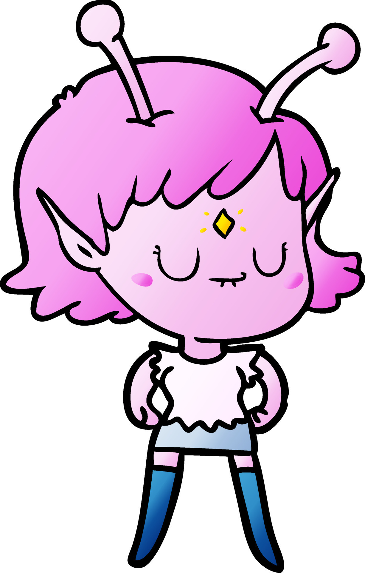 cartoon alien girl 12430189 Vector Art at Vecteezy