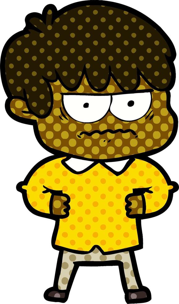 annoyed cartoon boy vector
