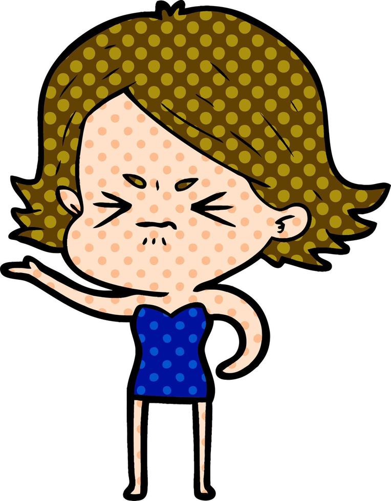 cartoon angry girl vector