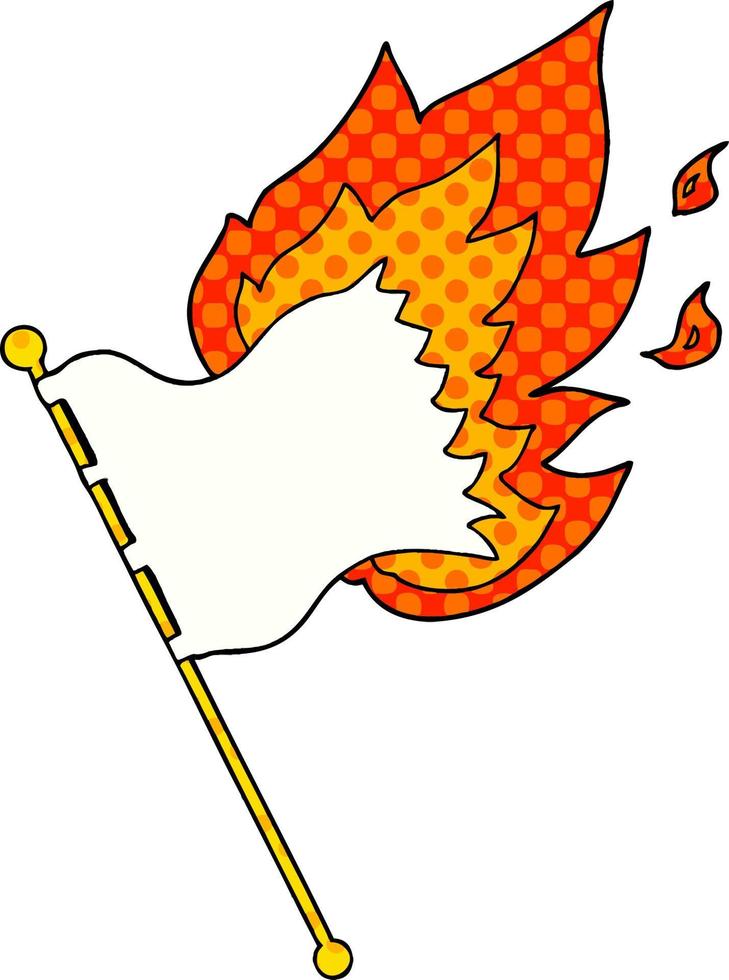 bandera ardiente de dibujos animados vector
