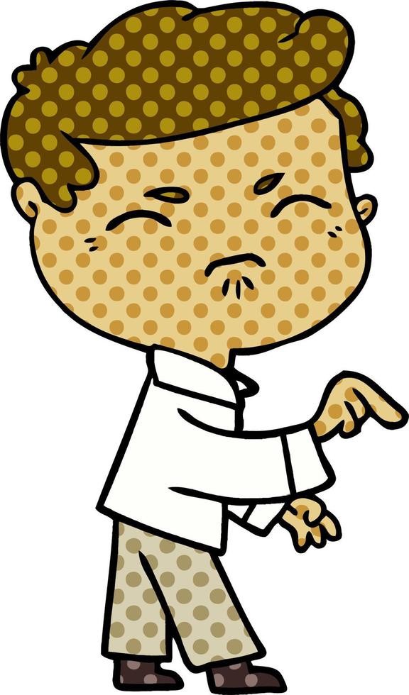 cartoon annoyed man pointing finger vector
