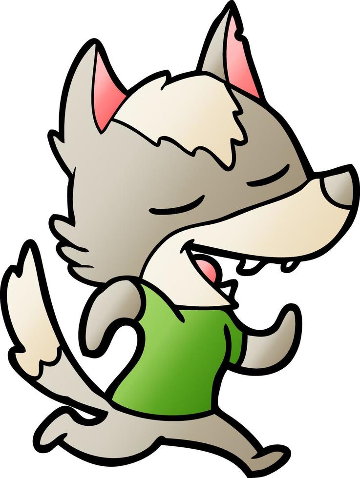 cartoon running wolf laughing vector