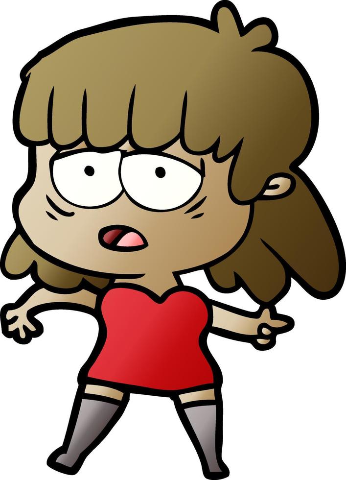 cartoon tired woman vector