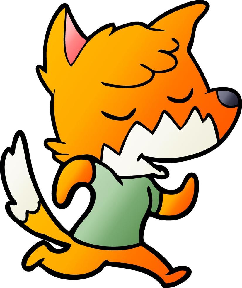 friendly cartoon fox running vector