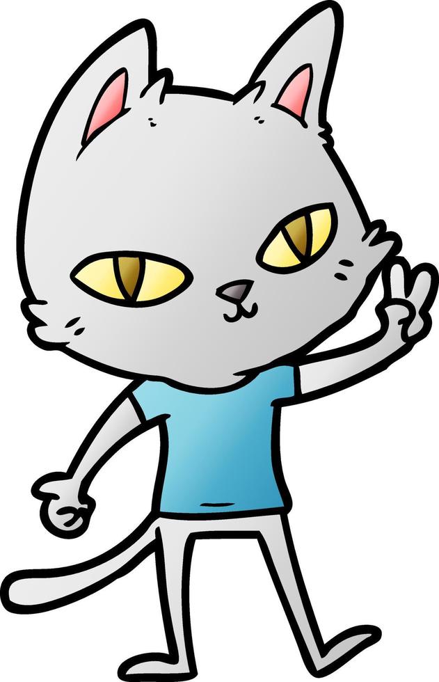 gato de dibujos animados saludando vector