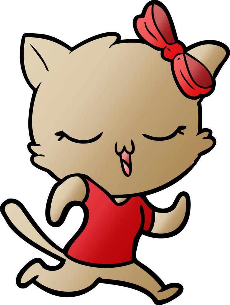 cartoon cat with bow on head vector