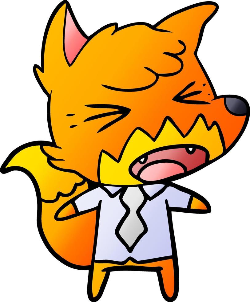 angry cartoon fox boss vector