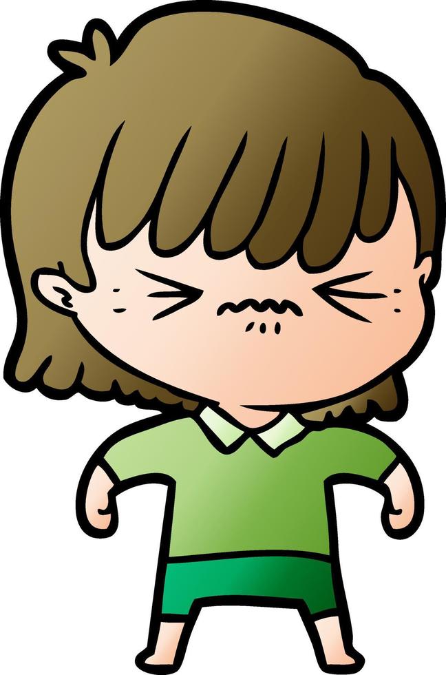 niña de dibujos animados molesto vector