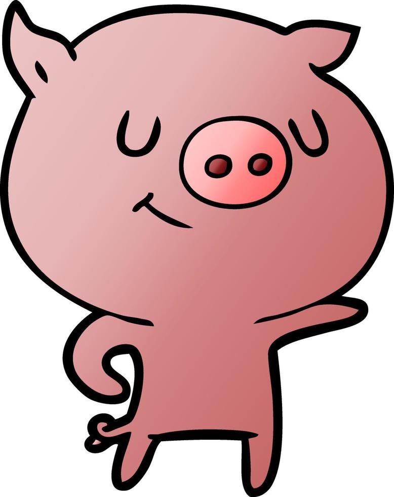 happy cartoon pig vector