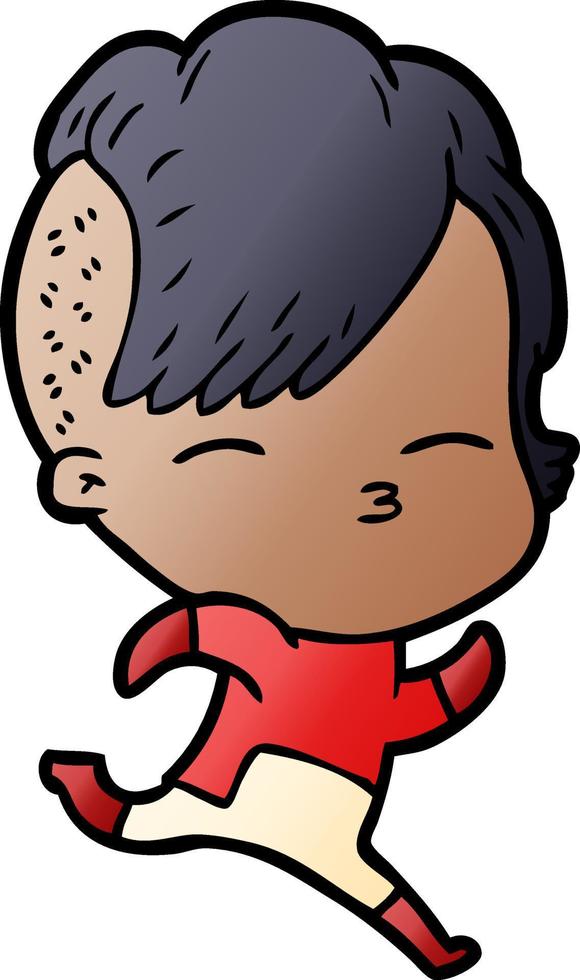 cartoon girl wearing futuristic clothes vector