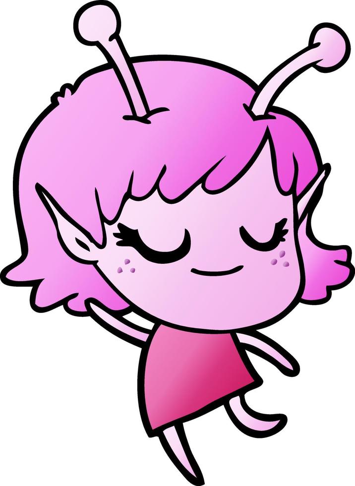 smiling alien girl cartoon vector