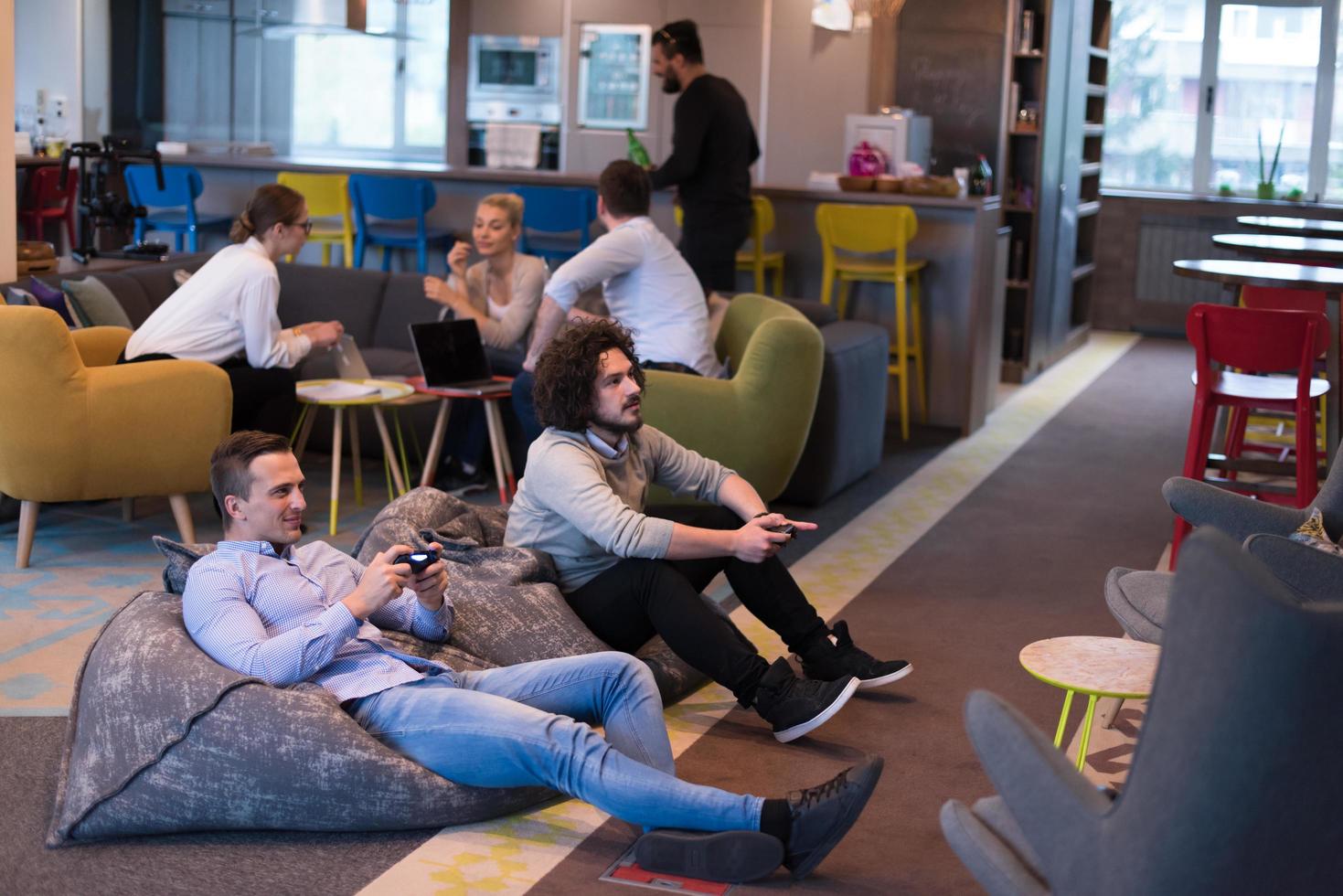 startup Office Workers Playing computer games photo