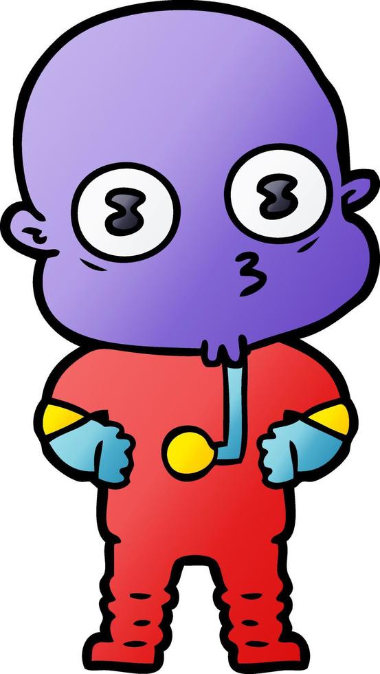 cartoon weird bald spaceman vector
