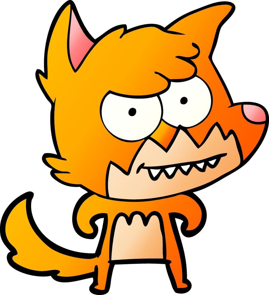 cartoon grinning fox vector