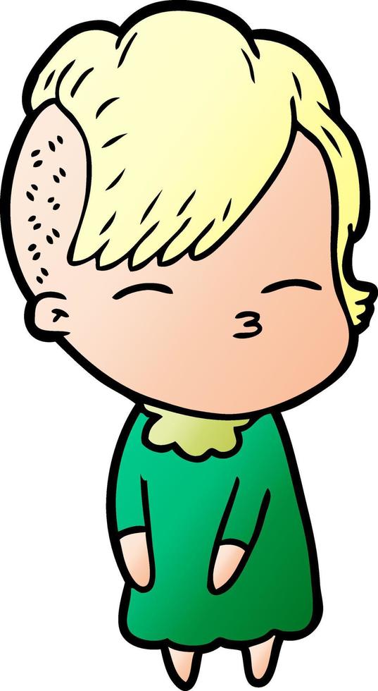 cartoon squinting girl vector