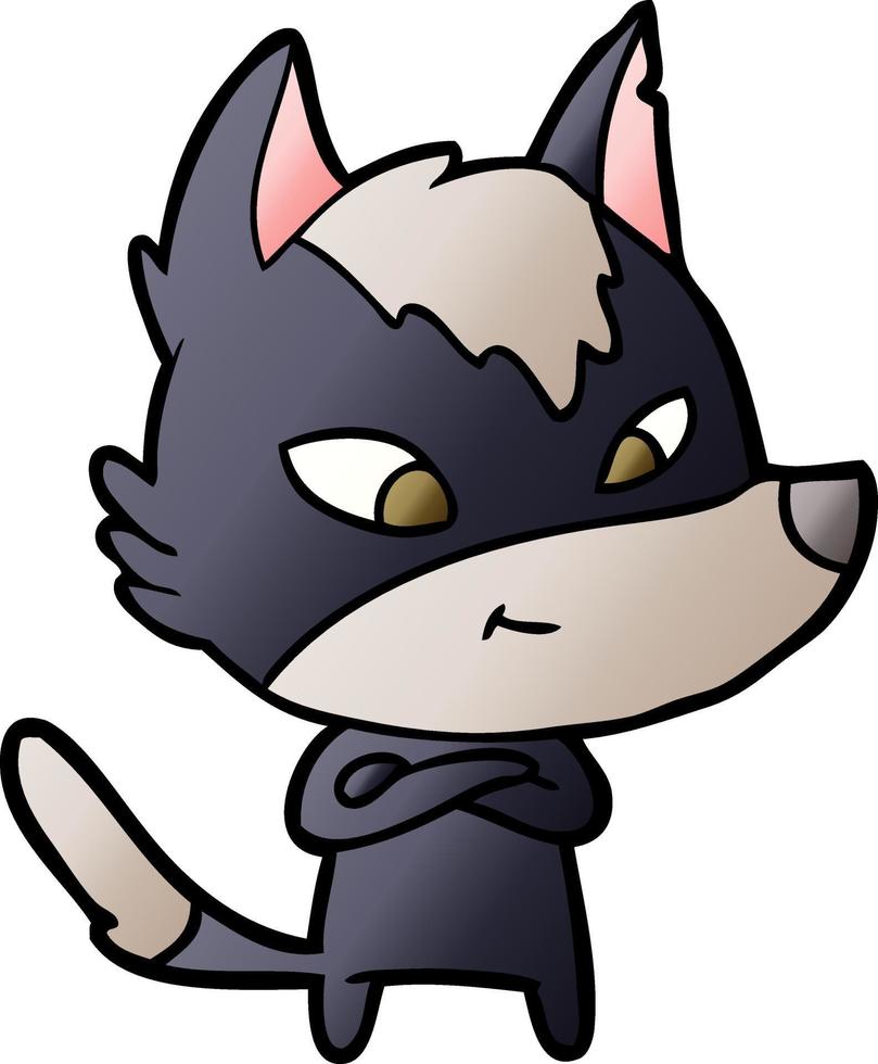 friendly cartoon wolf vector