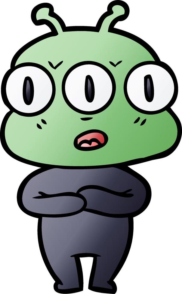 cartoon three eyed alien vector