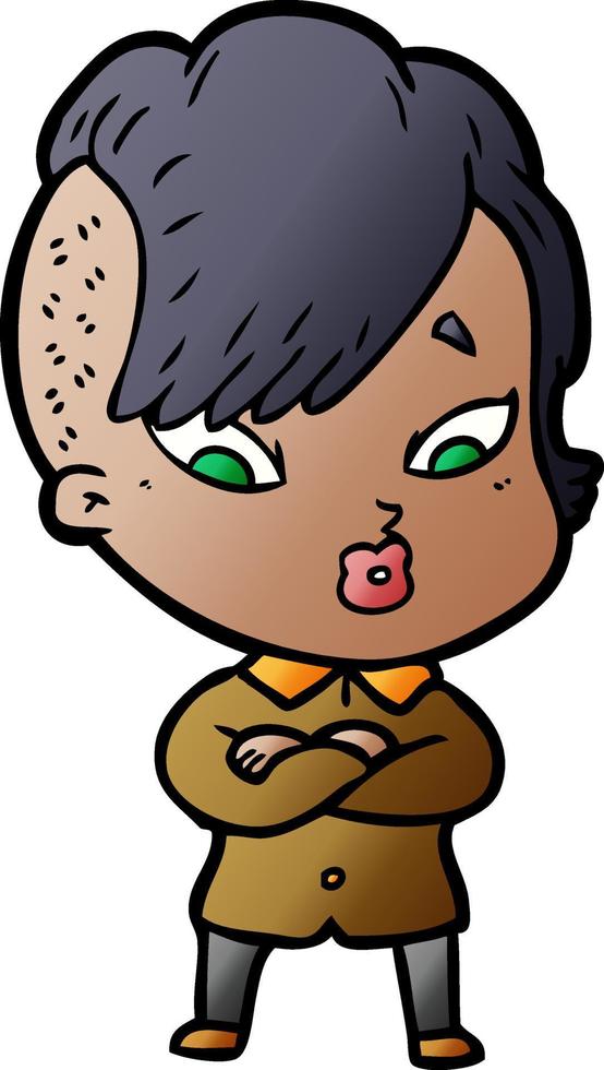 cartoon surprised girl vector