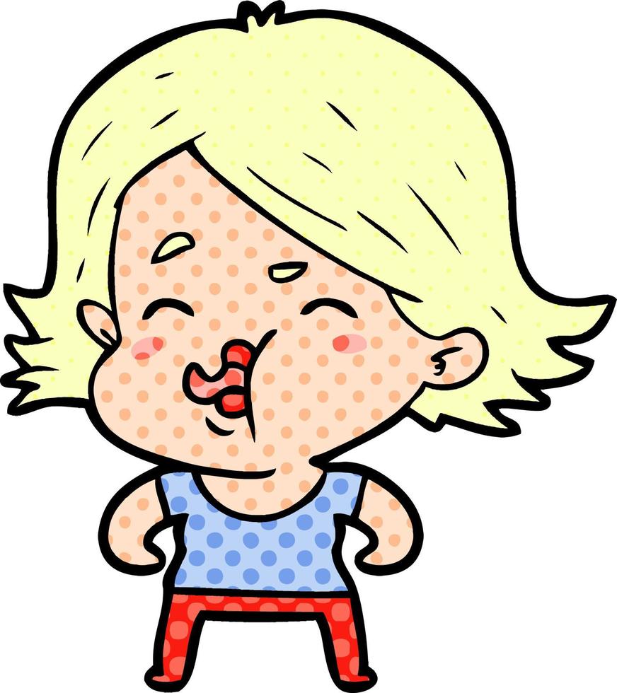 cartoon girl pulling face vector