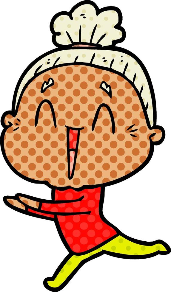 cartoon happy old lady vector
