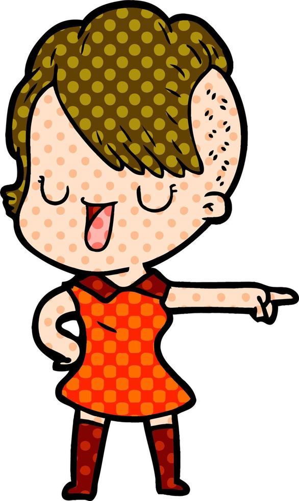 cute cartoon girl with hipster haircut vector