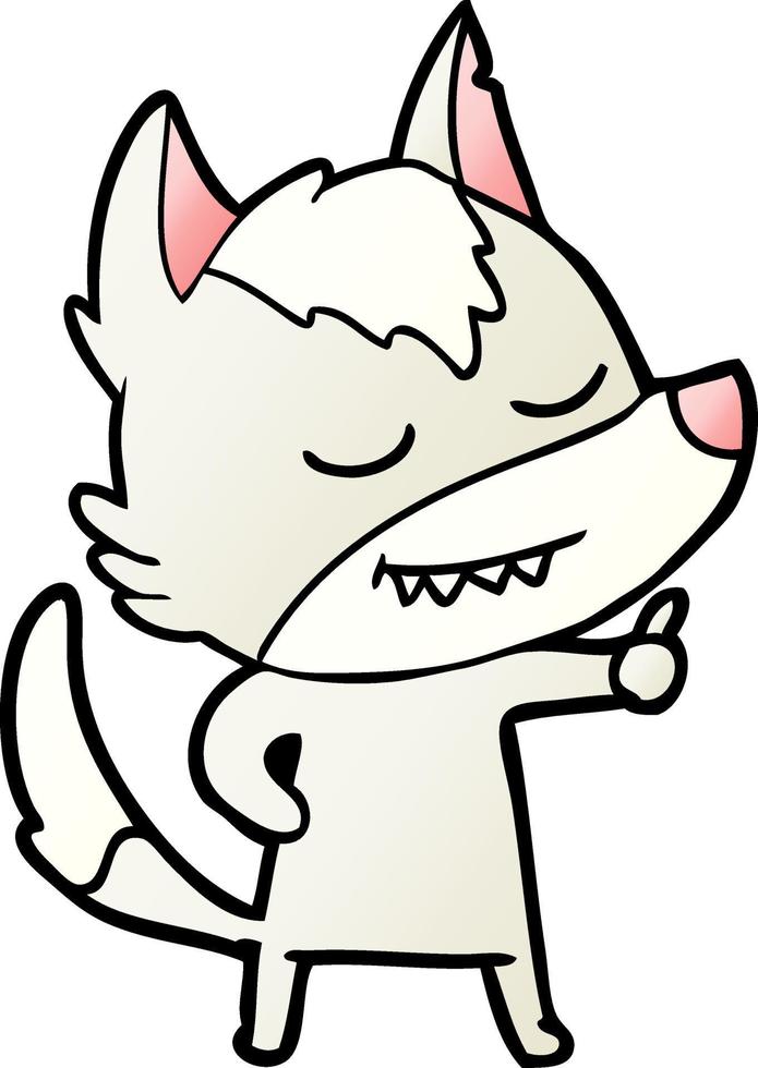 friendly cartoon wolf vector