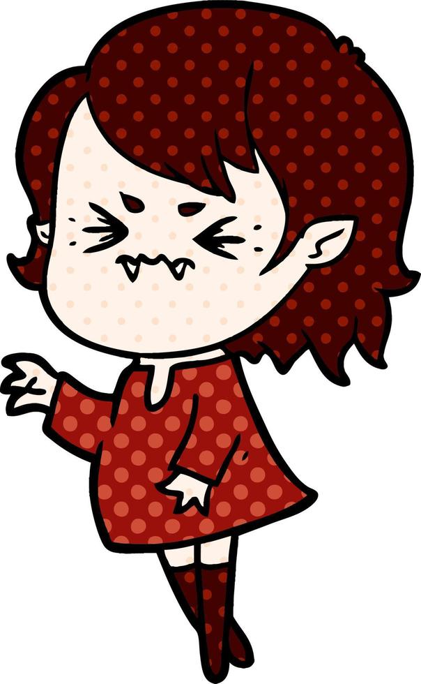 annoyed cartoon vampire girl vector