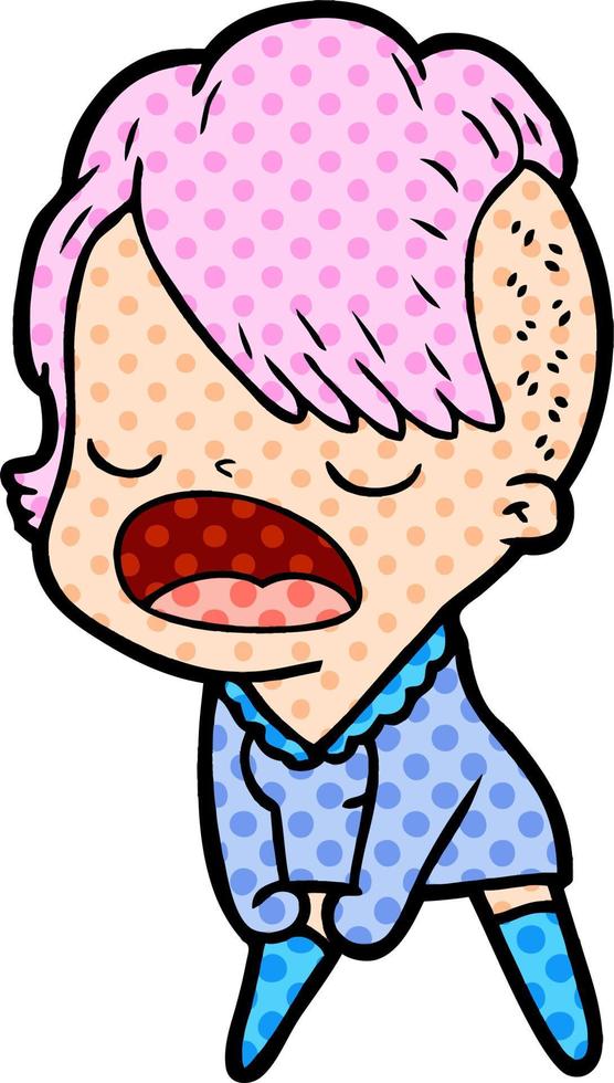 cartoon cool hipster girl talking vector