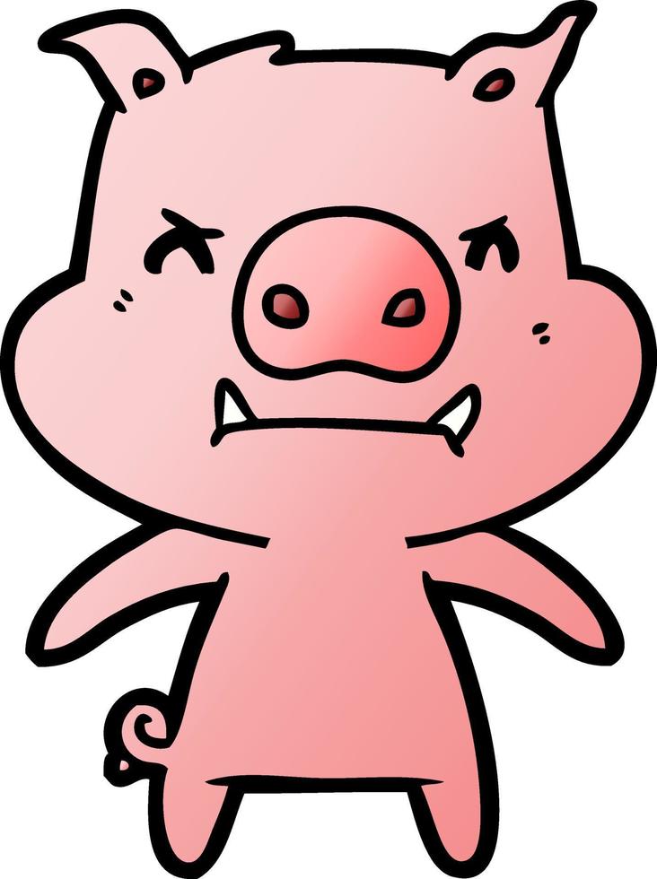 angry cartoon pig vector