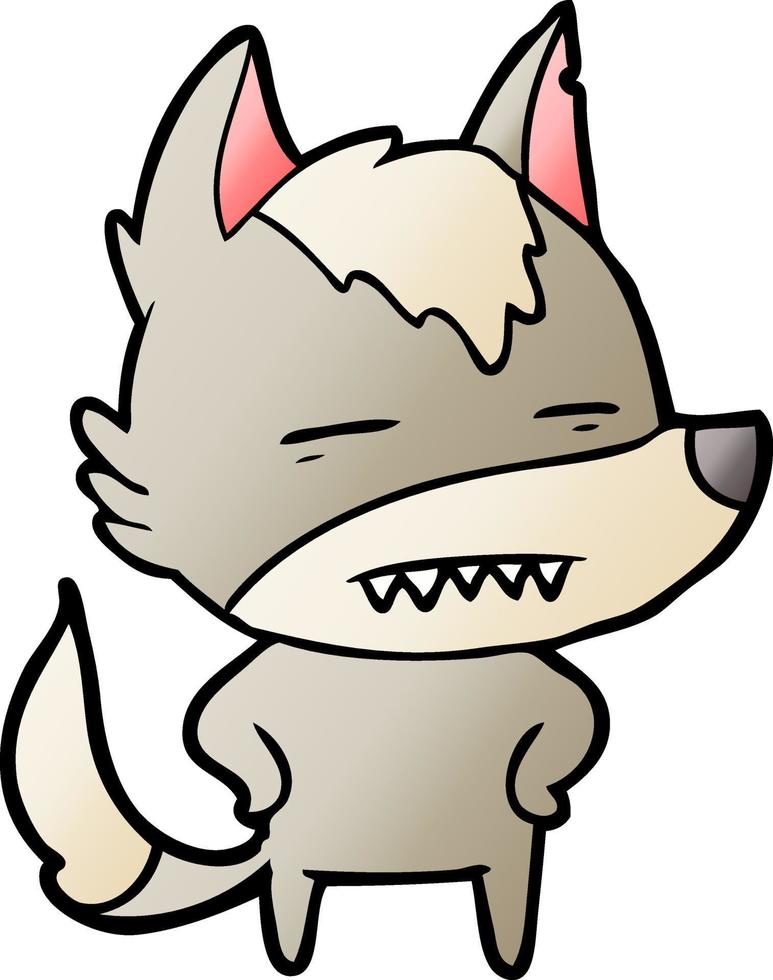 cartoon wolf showing teeth vector