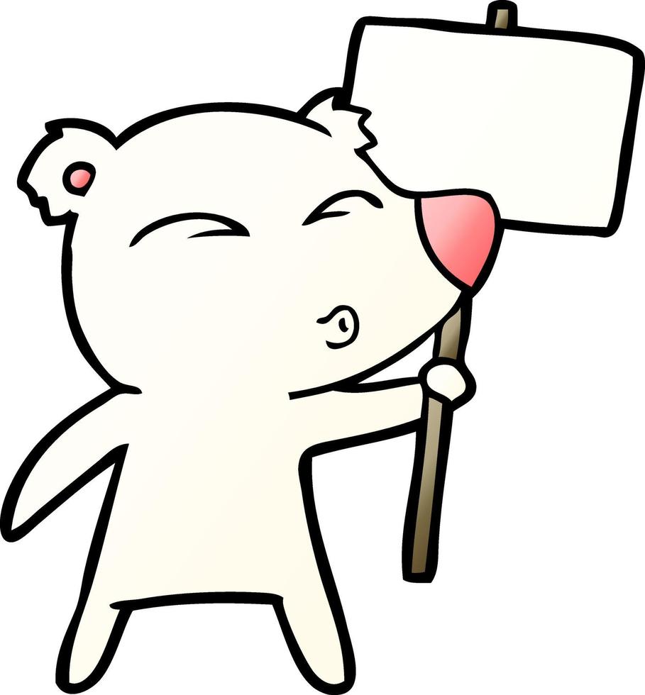 cartoon polar bear with placard vector