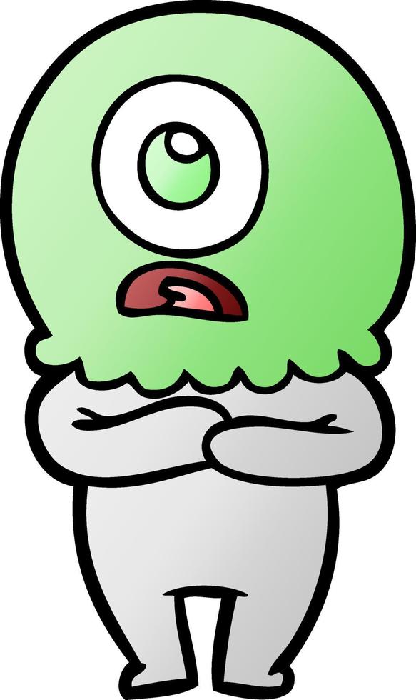 cartoon cyclops alien spaceman vector