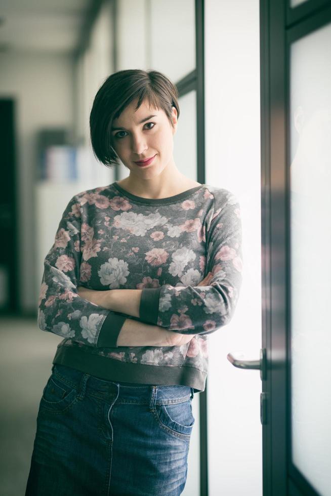 portrait of business woman in casual clothes at startup office photo