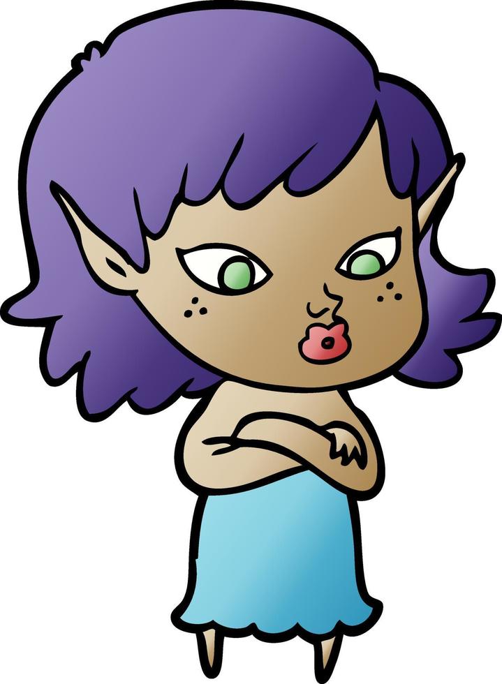 chica elfo de dibujos animados bonita vector